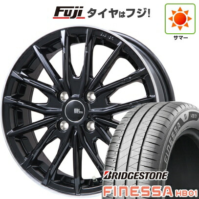【新品 軽自動車】N-BOX タント スペーシア 夏タイヤ ホイール4本セット 165/55R15 ブリヂストン フィネッサ HB01 ブランドルライン DF-10M グロスブラック/リムポリッシュ 4.5J 15インチ(送料無料)