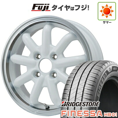 【新品 軽自動車】N-BOX タント スペーシア 夏タイヤ ホイール4本セット 165/55R15 ブリヂストン フィネッサ HB01 ブランドルライン ストレンジャーKST-9改 ホワイト/リムポリッシュ 4.5J 15インチ(送料無料)|フジコーポレーション