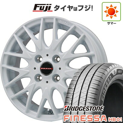【新品 軽自動車】N-BOX タント スペーシア 夏タイヤ ホイール4本セット 165/55R15 ブリヂストン フィネッサHB01 ビッグウエイ レイシーン プラバ9MJrII ホワイト 4.5J 15インチ(送料無料)