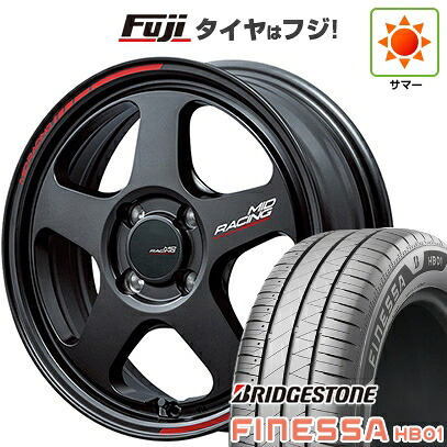 【新品 軽自動車】N-BOX タント スペーシア 夏タイヤ ホイール4本セット 165/55R15 ブリヂストン フィネッサ HB01 MID WHEELS MID RACING TR50 5J 15インチ(送料無料)|フジコーポレーション