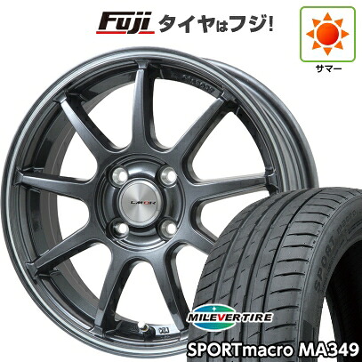 【新品国産車用4穴100】 夏タイヤ ホイール4本セット 195/45R16 ミレバー スポーツマクロ MA349（限定） レアマイスター LMスポーツ LM-QR ガンメタ/ラインポリッシュ 6J 16インチ(送料無料)
