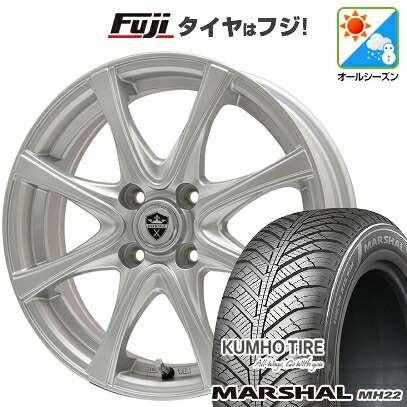 【新品】フィット オールシーズンタイヤ ホイール4本セット 185/60R15 クムホ マーシャル MH22 オールシーズン(限定) エルベ エステローザ FSV シルバー 6J 15インチ(送料無料)