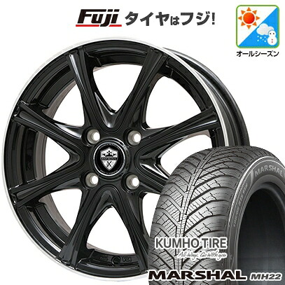 【新品国産車用4穴100】 オールシーズンタイヤ ホイール4本セット 185/65R15 クムホ マーシャル MH22 オールシーズン(限定) エルベ エステローザ MZV ブラックリムポリッシュ 5.5J 15インチ(送料無料)|フジコーポレーション