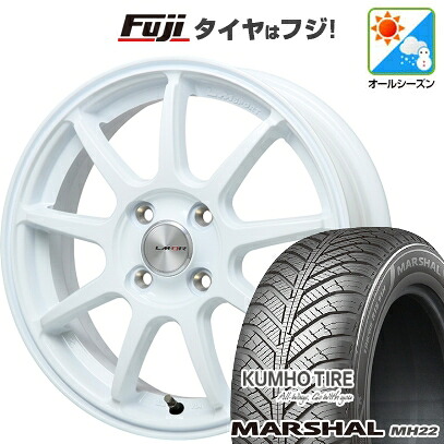 【新品国産車用4穴100】 オールシーズンタイヤ ホイール4本セット 185/65R15 クムホ マーシャル MH22 オールシーズン(限定) レアマイスター LMスポーツ LM-QR ホワイト 6J 15インチ(送料無料)|フジコーポレーション