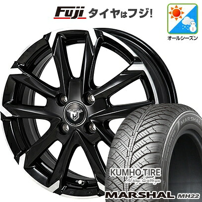 【新品国産車用4穴100】 オールシーズンタイヤ ホイール4本セット 185/65R15 クムホ マーシャル MH22 オールシーズン(限定) モンツァ JPスタイル MJ-V 5.5J 15インチ(送料無料)