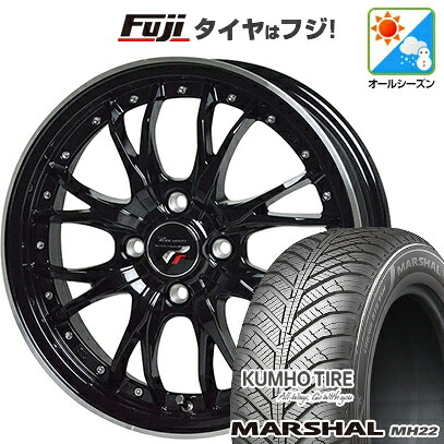 【新品国産車用4穴100】 オールシーズンタイヤ ホイール4本セット 185/65R15 クムホ マーシャル MH22 オールシーズン(限定) ホットスタッフ プレシャス HM-3 5.5J 15インチ(送料無料)