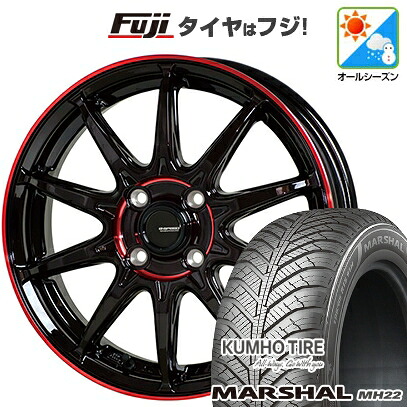 【新品国産車用4穴100】 オールシーズンタイヤ ホイール4本セット 205/45R17 88 W XL クムホ マーシャル MH22 オールシーズン(限定) ホットスタッフ ジースピード P-05R 6.5J 17インチ(送料無料)