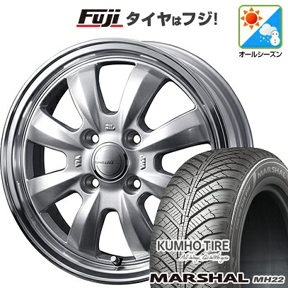 【新品国産車用4穴100】 オールシーズンタイヤ ホイール4本セット 185/65R15 クムホ マーシャル MH22 オールシーズン(限定) WEDS ウェッズ グラフト 8S 5.5J 15インチ(送料無料)