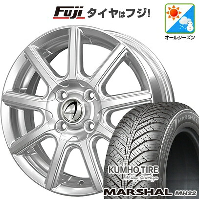 【新品国産車用4穴100】 オールシーズンタイヤ ホイール4本セット 185/65R15 クムホ マーシャル MH22 オールシーズン(限定) テクノピア アルテミス NS9 5.5J 15インチ(送料無料)