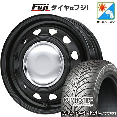 【新品 軽自動車】ソリオ ハスラー オールシーズンタイヤ ホイール4本セット 165/70R14 クムホ マーシャル MH22 オールシーズン(限定) WEDS ウェッズ スチールホイル ネオキャロ 4.5J 14インチ(送料無料)