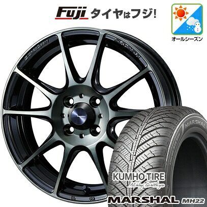 【新品国産車用4穴100】 オールシーズンタイヤ ホイール4本セット 205/45R17 88 W XL クムホ マーシャル MH22 オールシーズン(限定) WEDS ウェッズスポーツ SA-25R 7J 17インチ(送料無料)|フジコーポレーション