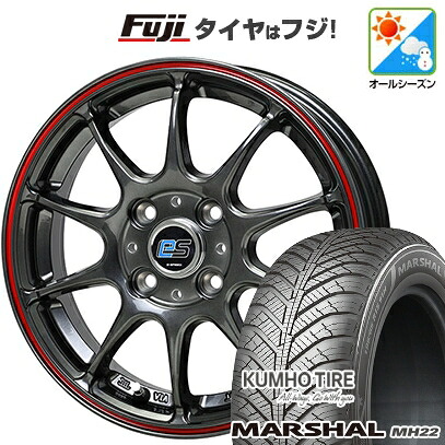 【新品国産車用4穴100】 オールシーズンタイヤ ホイール4本セット 185/65R15 クムホ マーシャル MH22 オールシーズン(限定) ホットスタッフ ジースピード es-01 5.5J 15インチ(送料無料)|フジコーポレーション