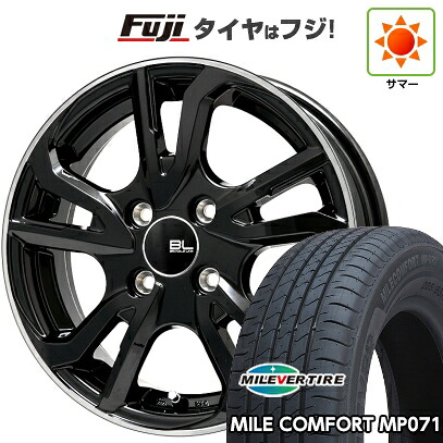 【新品】フィット 夏タイヤ ホイール4本セット 185/60R15 ミレバー ミレコンフォート MP071(限定) ブランドルライン レツィオ ブラックリムポリッシュ 6J 15インチ(送料無料)