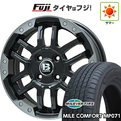 【新品 軽自動車】N-BOX タント スペーシア 夏タイヤ ホイール4本セット 155/65R14 ミレバー ミレコンフォート MP071(限定) ビッグウエイ B-LUGNAS FRD(マットブラック/ブラッククリアリム) 4.5J 14インチ(送料無料)
