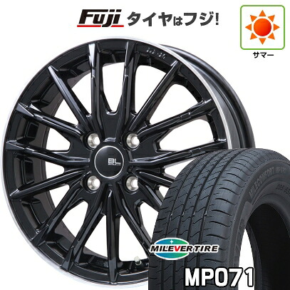 【新品国産車用4穴100】 夏タイヤ ホイール4本セット 185/60R15 ミレバー ミレコンフォート MP071(限定) ブランドルライン DF-10M グロスブラック/リムポリッシュ 5.5J 15インチ(送料無料)