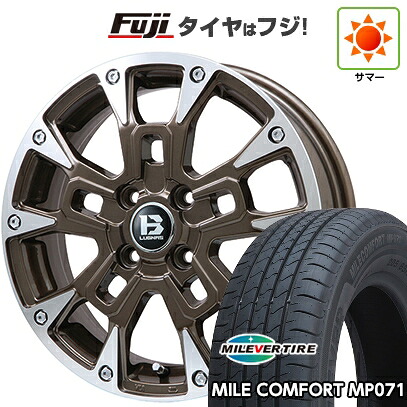 【新品 軽自動車】N-BOX タント スペーシア 夏タイヤ ホイール4本セット 155/65R14 ミレバー ミレコンフォート MP071(限定) ビッグウエイ B-LUGNAS BRD(ブロンズポリッシュ) 4.5J 14インチ(送料無料)