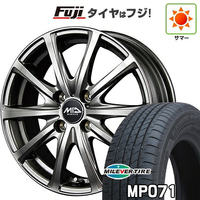 【新品国産車用4穴100】 夏タイヤ ホイール4本セット 185/55R16 ミレバー ミレコンフォート MP071(限定) MID WHEELS V25 メタリックグレー 6J 16インチ(送料無料)