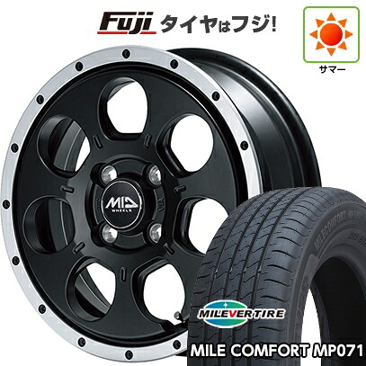 【新品 軽自動車】N-BOX タント スペーシア 夏タイヤ ホイール4本セット 155/65R14 ミレバー ミレコンフォート MP071(限定) MID WHEELS WO-7 4.5J 14インチ(送料無料)