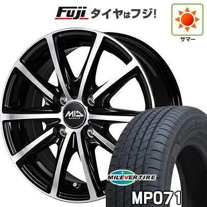 【新品国産車用4穴100】 夏タイヤ ホイール4本セット 185/65R15 ミレバー ミレコンフォート MP071(限定) MID WHEELS V25 ブラックポリッシュ 5.5J 15インチ(送料無料)｜フジコーポレーション