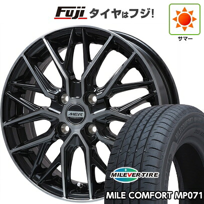 【新品 軽自動車】N-BOX タント スペーシア 夏タイヤ ホイール4本セット 155/65R14 ミレバー ミレコンフォート MP071(限定) プレミックス MER XMESH ブラッククリア 4.5J 14インチ(送料無料)
