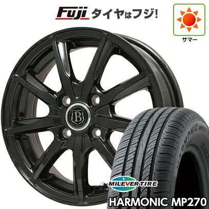 【新品国産車用4穴100】 夏タイヤ ホイール4本セット 195/65R15 ミレバー ハーモニック MP270(限定) ブランドルライン ボレアノ9 パールブラック 5.5J 15インチ(送料無料)