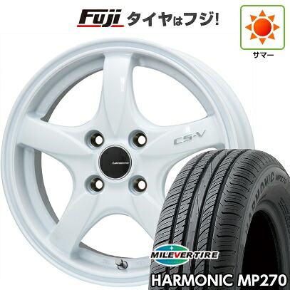 【新品国産車用4穴100】 夏タイヤ ホイール4本セット 195/65R15 ミレバー ハーモニック MP270(限定) レアマイスター CS-V(ホワイト) 6J 15インチ(送料無料)