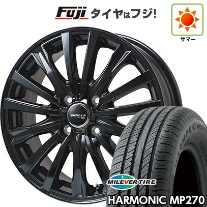 【新品国産車用4穴100】 夏タイヤ ホイール4本セット 195/65R15 ミレバー ハーモニック MP270(限定) トピー シビラ NEXT W-5 グロスブラック【限定】 5.5J 15インチ(送料無料)
