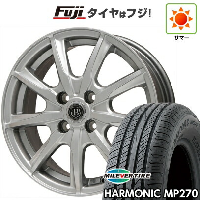 【新品国産車用4穴100】 夏タイヤ ホイール4本セット 195/65R15 ミレバー ハーモニック MP270(限定) ブランドルライン ボレアノ9 メタリックグレー 5.5J 15インチ(送料無料)