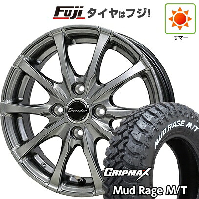 【新品】プロボックス/サクシード(リフトアップ) 夏タイヤ ホイール4本セット 185R14C 102/100Q グリップマックス マッドレイジM/T RWL(限定) ホットスタッフ エクシーダー E08 5J 14インチ(送料無料)
