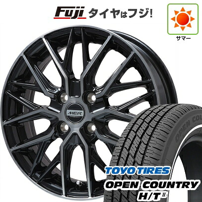 【新品 軽自動車】タフト ソリオ 夏タイヤ ホイール4本セット 165/65R15 トーヨー オープンカントリー H/TII ホワイトリボン プレミックス MER XMESH ブラッククリア 4.5J 15インチ(送料無料)