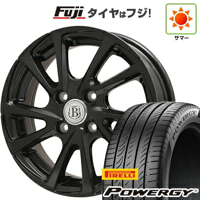 【新品】フィット 夏タイヤ ホイール4本セット 185/60R15 ピレリ パワジー ブランドルライン ボレアノ10 パールブラック 6J 15インチ(送料無料)