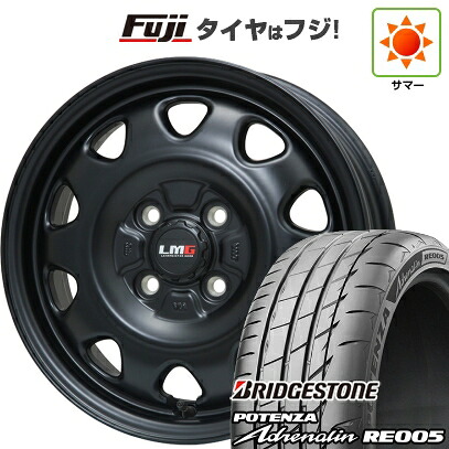 【新品 軽自動車】N-BOX タント スペーシア 夏タイヤ ホイール4本セット 165/55R15 ブリヂストン ポテンザ アドレナリン RE005 レアマイスター LMG OFF-STYLE(マットブラック) 4.5J 15インチ(送料無料)