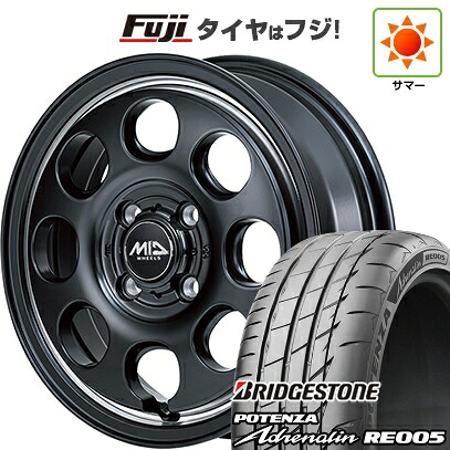 【新品 軽自動車】N-BOX タント スペーシア 夏タイヤ ホイール4本セット 165/55R15 ブリヂストン ポテンザ アドレナリン RE005 MID WHEELS ガルシア パーム8 4.5J 15インチ(送料無料)
