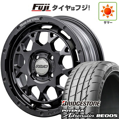 【新品 軽自動車】N-BOX タント スペーシア 夏タイヤ ホイール4本セット 165/55R15 ブリヂストン ポテンザ アドレナリン RE005 RAYS レイズ デイトナ M9+ SPEC-M 5J 15インチ(送料無料)｜フジコーポレーション 106,250円