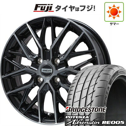 【新品 軽自動車】N-BOX タント スペーシア 夏タイヤ ホイール4本セット 165/55R15 ブリヂストン ポテンザ アドレナリン RE005 プレミックス MER XMESH ブラッククリア 4.5J 15インチ(送料無料)｜フジコーポレーション 71,060円