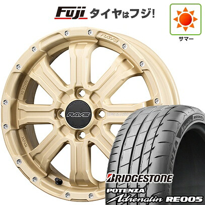 【新品 軽自動車】N-BOX タント スペーシア 夏タイヤ ホイール4本セット 165/55R15 ブリヂストン ポテンザ アドレナリン RE005 RAYS レイズ デイトナ FDX-K コレクション 5J 15インチ(送料無料)｜フジコーポレーション