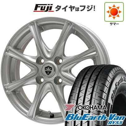 【新品】プロボックス/サクシード(リフトアップ) 夏タイヤ ホイール4本セット 185/80R14 102/100N ヨコハマ ブルーアース Van RY55 エルベ エステローザ MZV シルバー 5J 14インチ(送料無料)