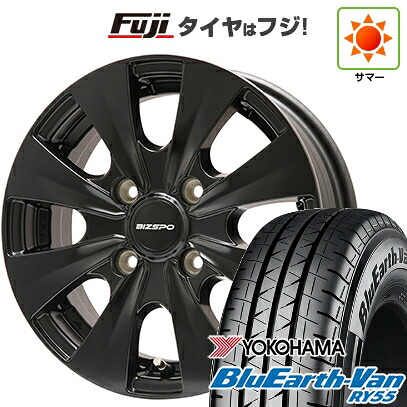 【新品】プロボックス/サクシード(リフトアップ) 夏タイヤ ホイール4本セット 185/80R14 102/100N ヨコハマ ブルーアース Van RY55 エルベ ビズスポ セミグロスブラック 5J 14インチ(送料無料)