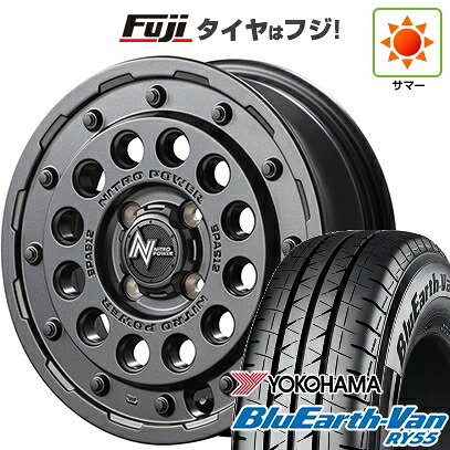 【新品】プロボックス/サクシード(リフトアップ) 夏タイヤ ホイール4本セット 185/80R14 102/100N ヨコハマ ブルーアース Van RY55 MID WHEELS NITRO POWER H12 ショットガン 5.5J 14インチ(送料無料)