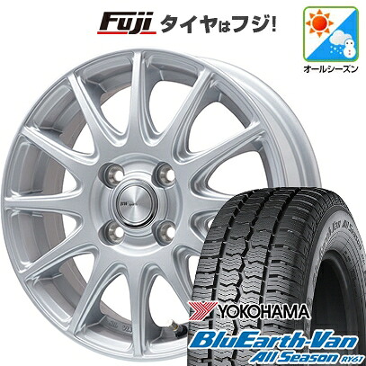 【新品】プロボックス/サクシード(160系) オールシーズンタイヤ ホイール4本セット 155/80R14 88/86N ヨコハマ ブルーアース Van RY61 オールシーズン ビッグウエイ BWスポーツ S-120 メタルシルバー 5J 14インチ(送料無料)