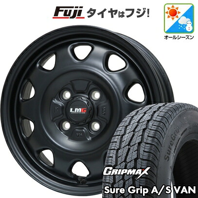 【新品】プロボックス/サクシード(160系) オールシーズンタイヤ ホイール4本セット 155R14C 88/86T グリップマックス シュアグリップ オールシーズン Van(限定) レアマイスター LMG OFF-STYLE(マットブラック) 5J 14インチ(送料無料)