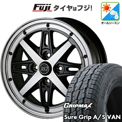 【新品 軽自動車】軽トラ 軽バン オールシーズンタイヤ ホイール4本セット 145/80R12 80/78T グリップマックス シュアグリップ オールシーズン Van(限定) ドゥオール アルジェノン フェニーチェ RX-2 4J 12インチ(送料無料)