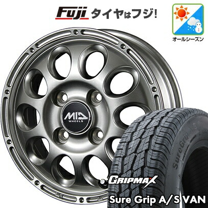 【新品 軽自動車】軽トラ 軽バン オールシーズンタイヤ ホイール4本セット 145/80R12 80/78T グリップマックス シュアグリップ オールシーズン Van(限定) MID WHEELS ガイア ブリッグ スズキ キャリー専用 3.5J 12インチ(送料無料) 42,120円