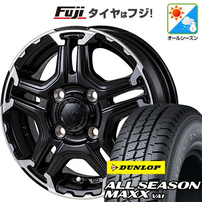 【新品 軽自動車】軽トラ 軽バン オールシーズンタイヤ ホイール4本セット 145/80R12 80/78N ダンロップ オールシーズンMAXX VA1 モンツァ JPスタイル MJ-T 4J 12インチ(送料無料)