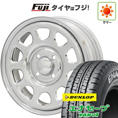 【新品】プロボックス/サクシード(リフトアップ) 夏タイヤ ホイール4本セット 185R14 8PR ダンロップ エナセーブ VAN01 モリタ デイトナズ クローム 6J 14インチ(送料無料)|フジコーポレーション