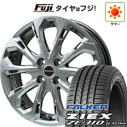 【新品国産車用4穴100】 夏タイヤ ホイール4本セット 195/45R16 ファルケン ジークス ZE310R エコラン(限定) ビッグウエイ レイシーン プラバ5X(クロームハイパーシルバー) 6J 16インチ(送料無料)