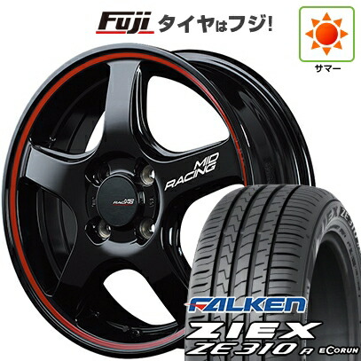 【新品国産車用4穴100】 夏タイヤ ホイール4本セット 195/50R16 ファルケン ジークス ZE310R エコラン(限定) MID WHEELS MID RACING R50 6J 16インチ(送料無料)