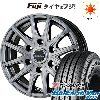 【新品】キャラバン 夏タイヤ ホイール4本セット 195/80R15 107/105N ヨコハマ ブルーアース Van RY55 ホットスタッフ バイソン BN-01 6J 15インチ(送料無料)