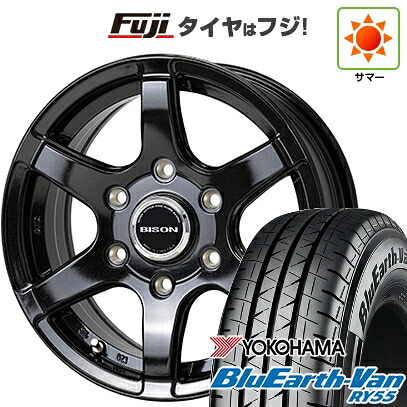 【新品】キャラバン 夏タイヤ ホイール4本セット 195/80R15 107/105N ヨコハマ ブルーアース Van RY55 ホットスタッフ バイソン BN-04 6J 15インチ(送料無料)