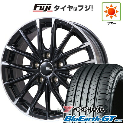 【新品】フリード クロスター 夏タイヤ ホイール4本セット 205/45R17 ヨコハマ ブルーアース GT AE51 ブランドルライン DF-10M グロスブラック/カットスポーク 7J 17インチ(送料無料)